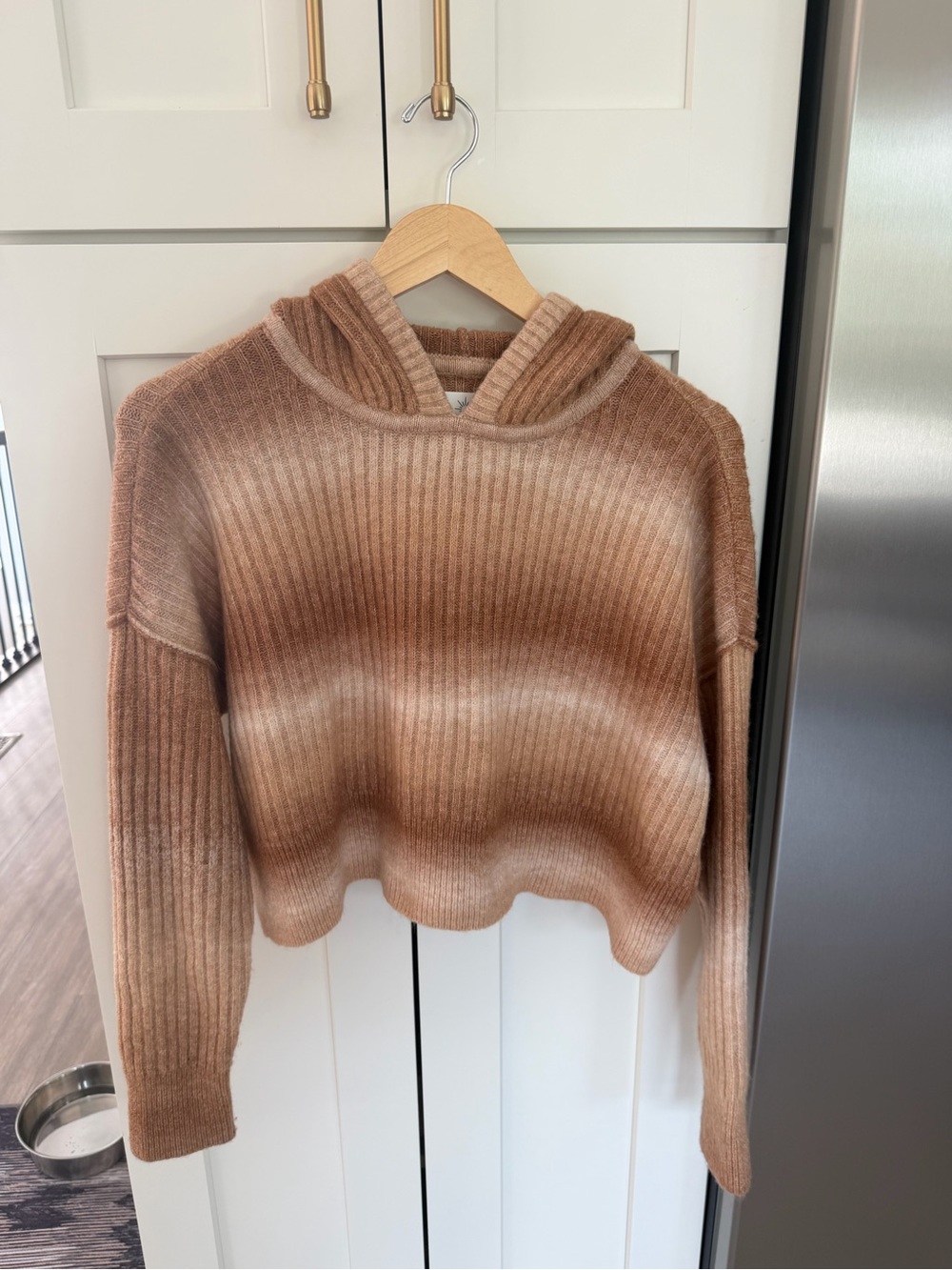 aerie Ribbed Hooded Sweater in Brown Ombre
